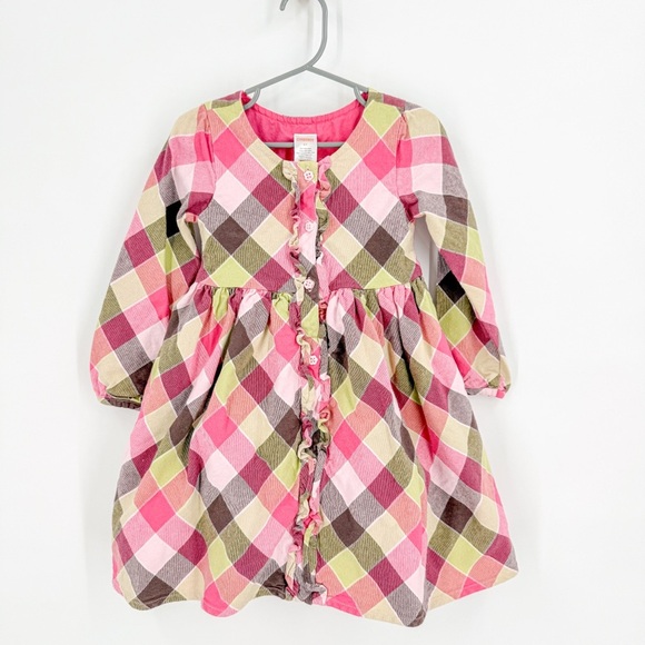 Gymboree Pink and Brown Puff Sleeve Dress - Picture 1 of 3